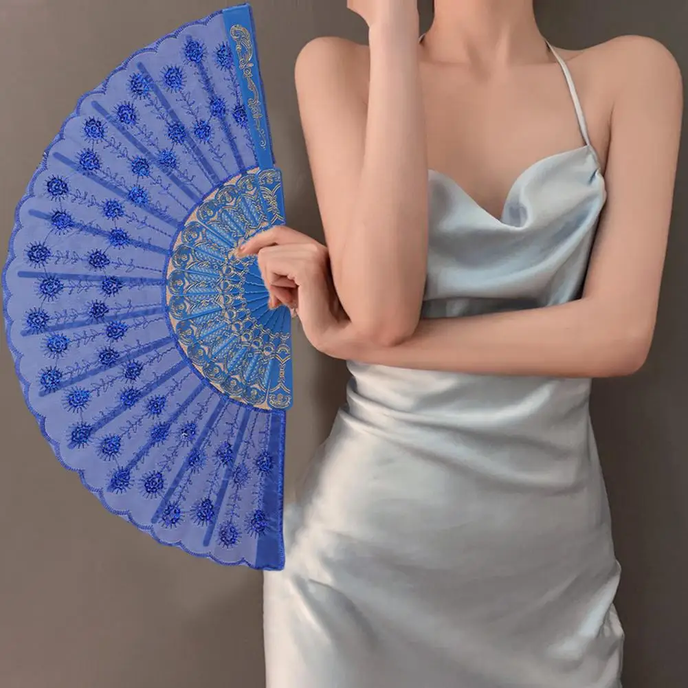 Spanish Style Folding Dance Performance Fan Peacock Dance Fan Portable Traditional Handheld Fan Photograph Props For Home Decor