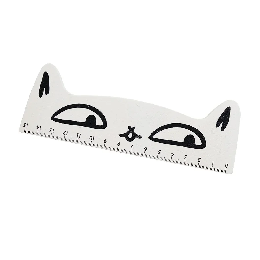 1Pcs/lot Cute Cat Wooden Straight Ruler Multi-function Puzzle Drafting Tools Children Learning Tool For Students Drawing Toys