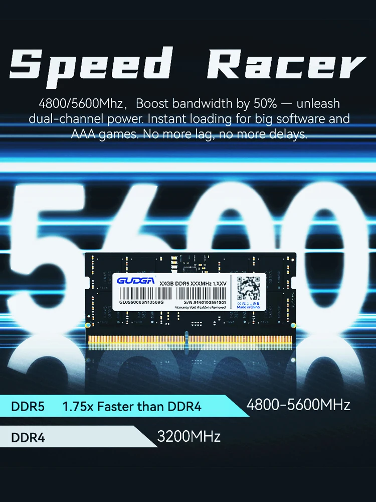 Pamięć RAM GUDGA 8GB/16GB/32GB DDR5, 5600MHz 4800MHz do laptopów, SODIMM 262-pin, moduł do modernizacji kompatybilny z pamięciami RAM Intel i AMD. — zdjęcie produktu 7