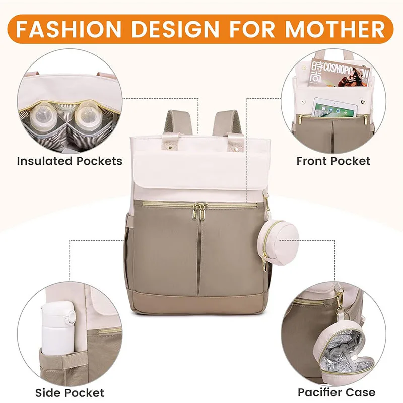 Waterproof Maternity Backpack - Large Capacity Diaper Bag with Changing Pad, Travel Mommy Organizer for Baby Care Essentials