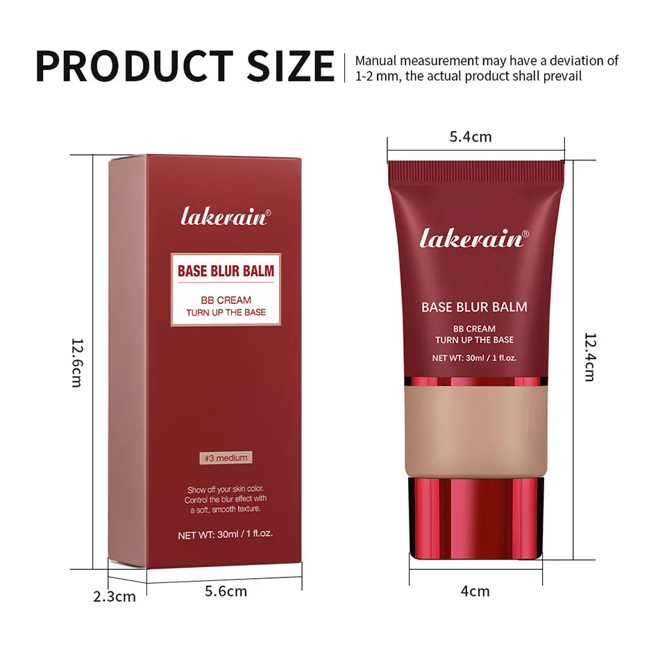 Lakerain Soft Matte Liquid Foundation, Concealer and Moisturizer with Fine Powder Texture, Natural and Lightweight Liquid Foundation