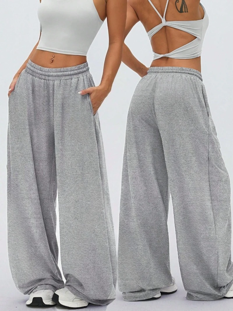 

Thick Yoga Training Loose Comfortable Daily Fitness Gym Running Soft Drawstring Cargo Pants Large Pockets Suitable Autumn/Winter