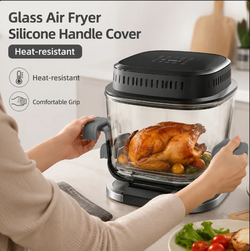Resistant Thickened Anti-Scald Air Fryer Handle Covers, Non-Slip Heat Insulation Pot Handle Clips for Ninja Crispi Pro Kitchen