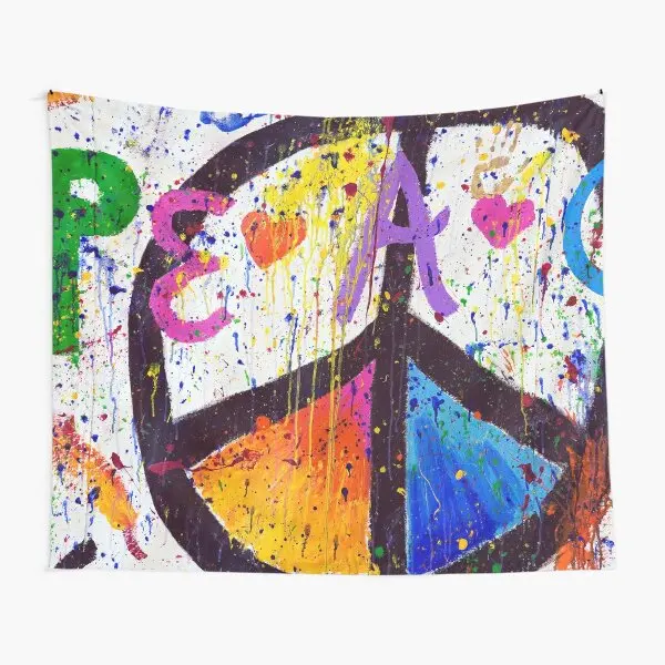 Peace and Love Tapestry Hippie 70s Party Tapestry Pacifist Colorful Design Tapestry Wall Hanging for Bedroom Living Room Dorm