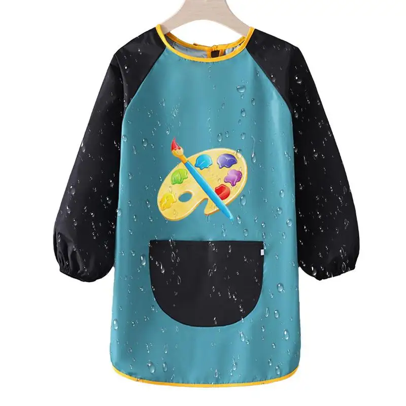 Long Sleeve Paint Apron for Children Comfortable Waterproof Art Smocks With Big Pocket For Writing Painting Cooking Pottery