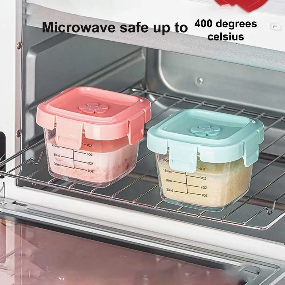 

170ml Glass Food Storage Box Frozen Baby Food Glass Cup Baby Food Storage Jar for Little Ones Microwave Safe
