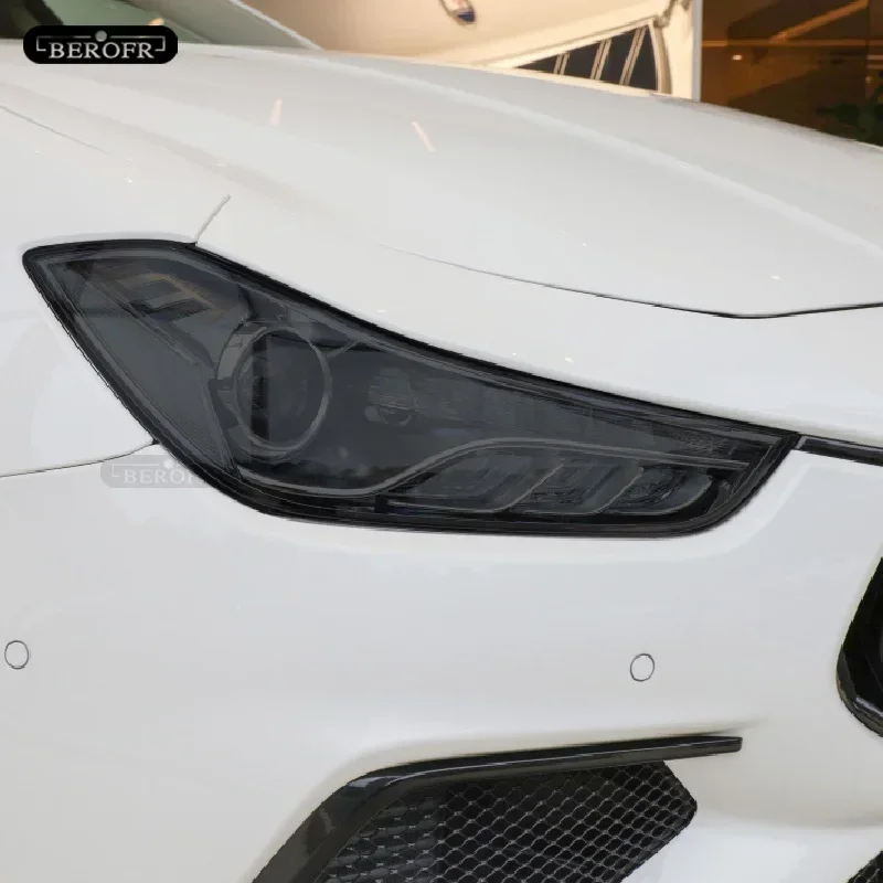 車のヘッドライト保護ティントフィルムスモークブラック透明-tpu-保護ステッカーマセラティジブリレヴァンテクアトロポルテ