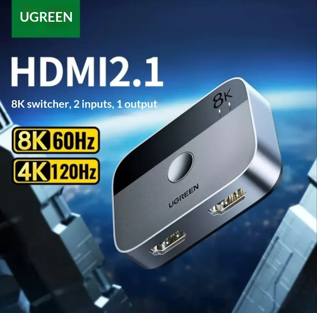 UGREEN CM561 HDMI 2.1 Switcher 8K 2 in 1 out HD Video Selector for Monitor TV Laptop Projector