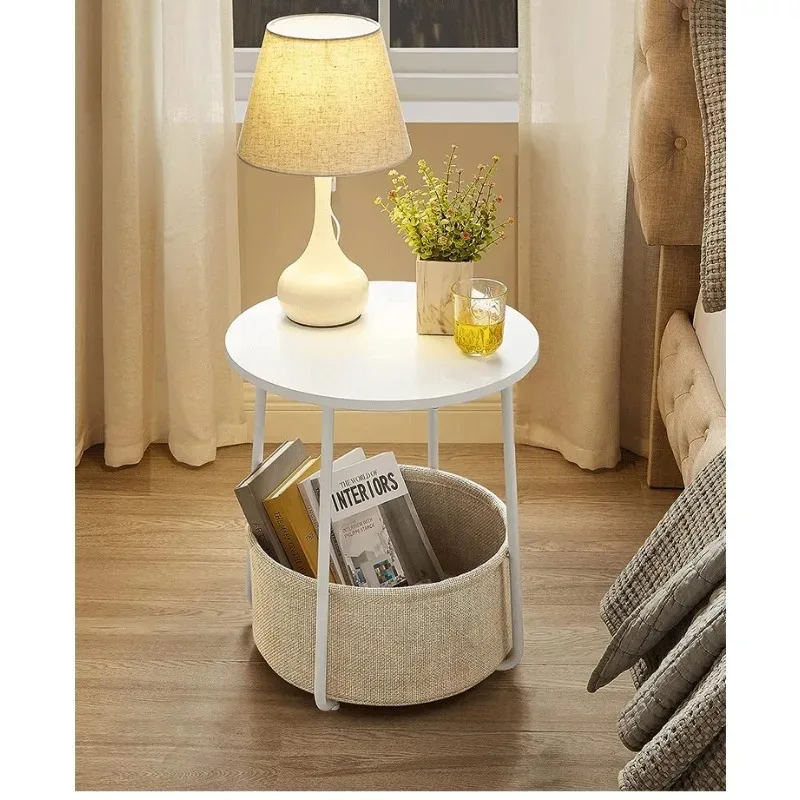 Couch Edge MDF Modern Living Room with Fabric Basket Bedroom Bedside Table Coffee Table Side Table