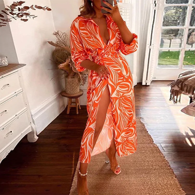 Damen 2025, Urlaub, Strand, Boho-Midikleid, lange Laternenärmel, tiefer V-Ausschnitt vorne, geteilt, Schnürung, elegante, gestreifte, lange Kleider