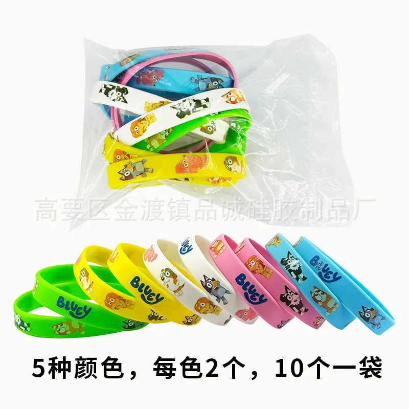 Cartoon Silicone Bracelet Bluey Bingo Animation Image Wrist Band with Multi Color Mixed Bag Cute Dog Pattern Soft RubberBracelet