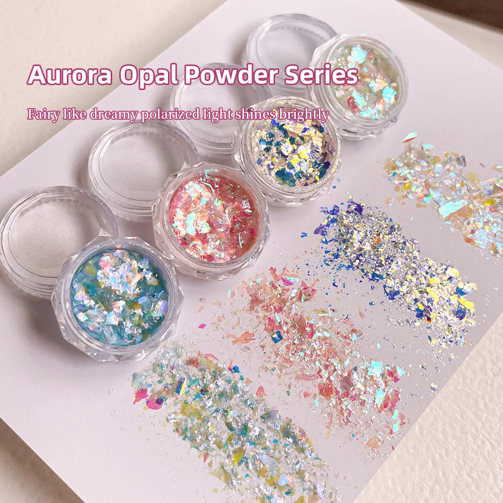 10 Colors Holographic Hexagon Nail Sequin Aurora Glitter Ethereal Princess Sparkling Nail Powder Nail Art Decorations 3X3X2 CM