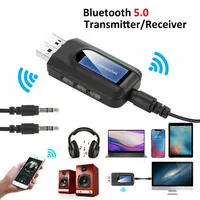 BT10 2 in 1 On-screen Bluetooth 5.0 Audio Transmitter Receiver 3.5mm AUX USB Wireless Adapter BT-10 For Car HIFI PC TV Headphone