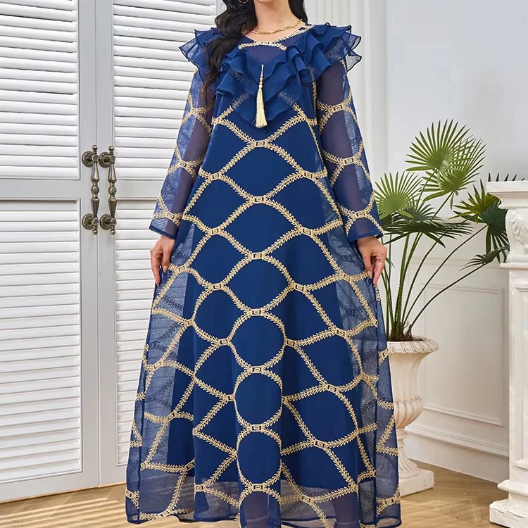 

Ближний Восток, арабский халат, Рамадан, длинный рукав, кружевная вышивка, кулон с кисточкой, марокканский кафтан, Абая, скромное платье для мусульман