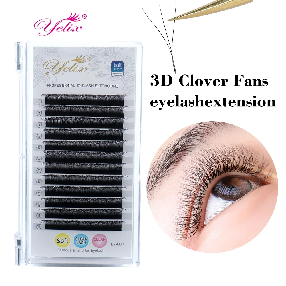 Yelix W Eyelashes Soft Eyelash Extension Natural Mink Lash W Lashes 3D Premade Volume Fans False Lashes Lash Extension Supplies