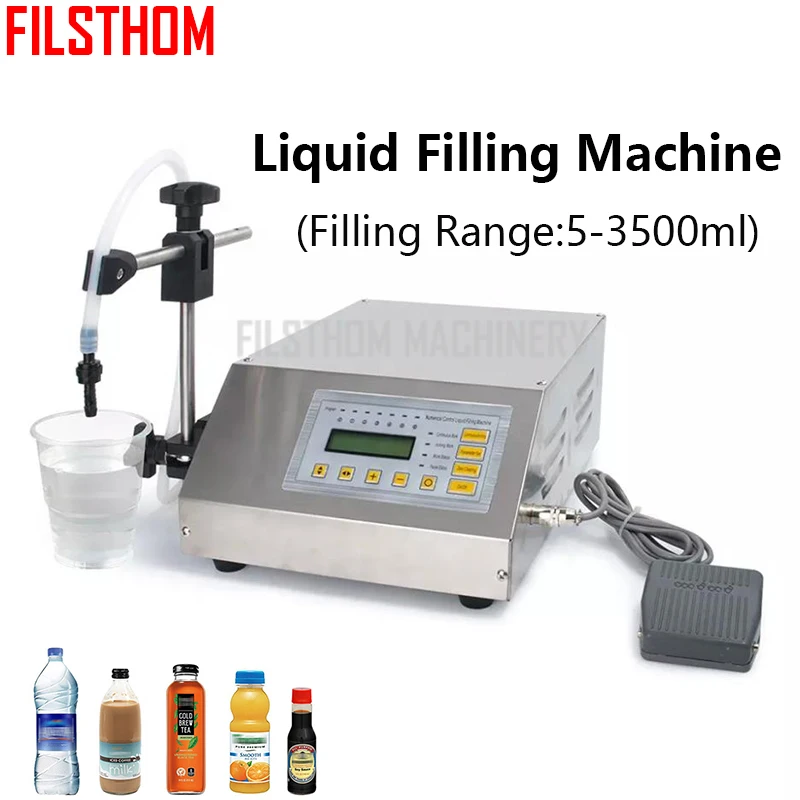 

GFK160 Liquid Filling Machine 5-3500ml Water Juice Wine Milk Drink Automatic Digital Control Pump Liquid Bottle Small Filler