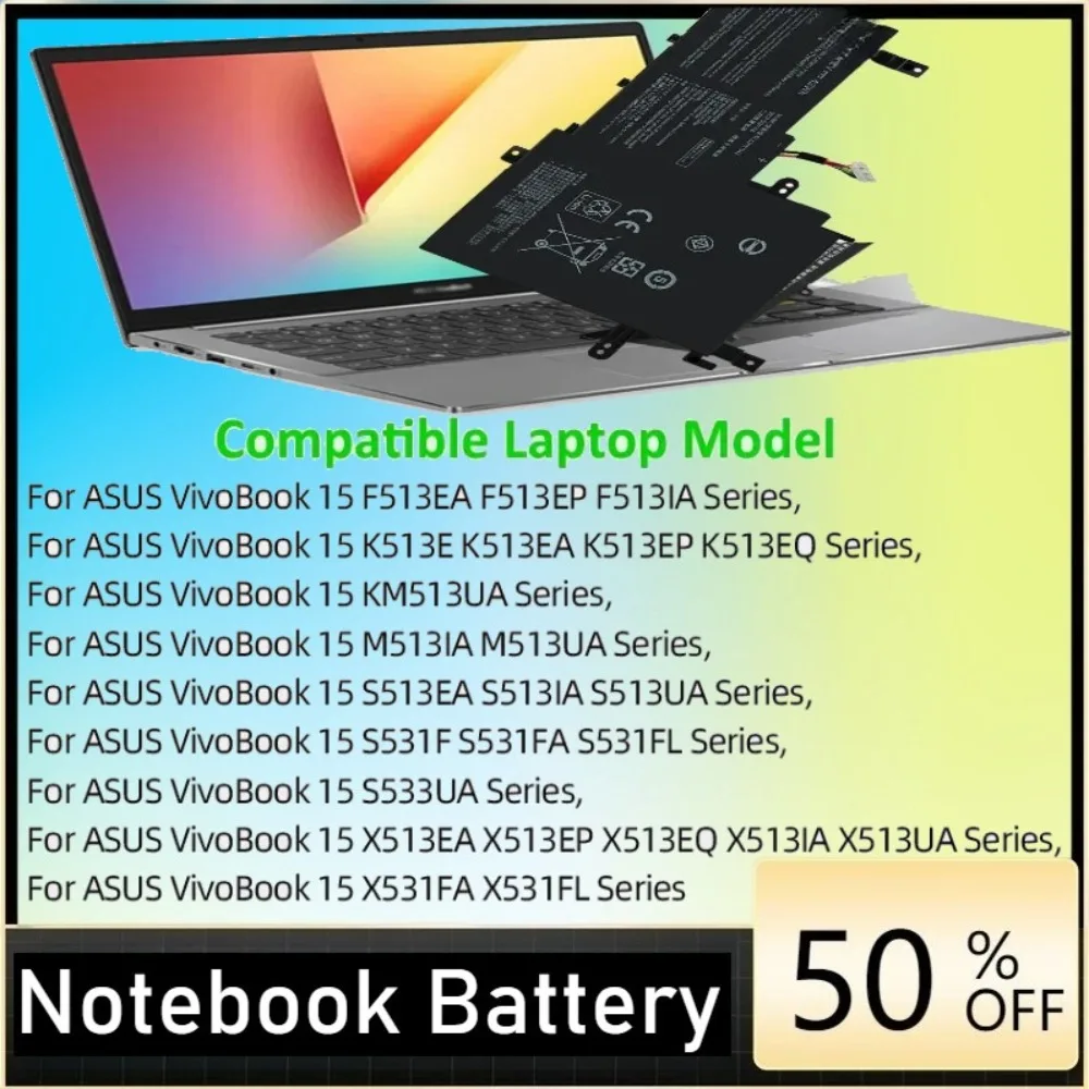 B31N1842 Battery For ASUS VivoBook 15 F513EA F513EP F513IA K513E KM513UA M513IA S513EA S531F S533UA X513EA X531FA X531FL