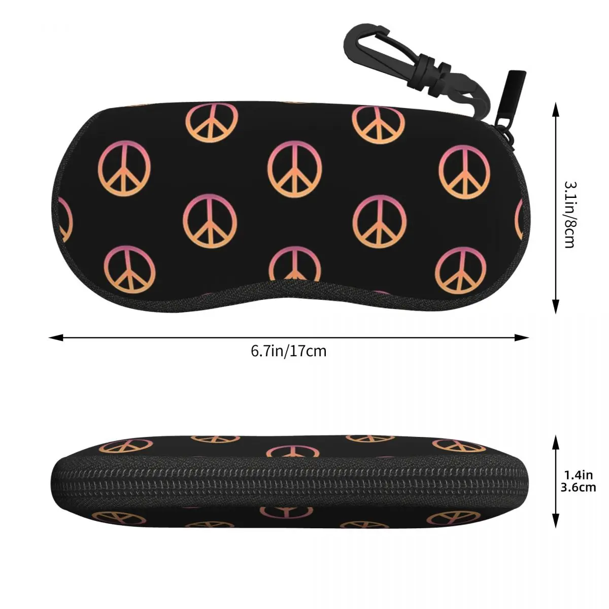 Gradiented Peace Sign Symbol Shell Glasses Case Protective Sunglasses Box Women Men Soft Eyeglasses Bag Pouch