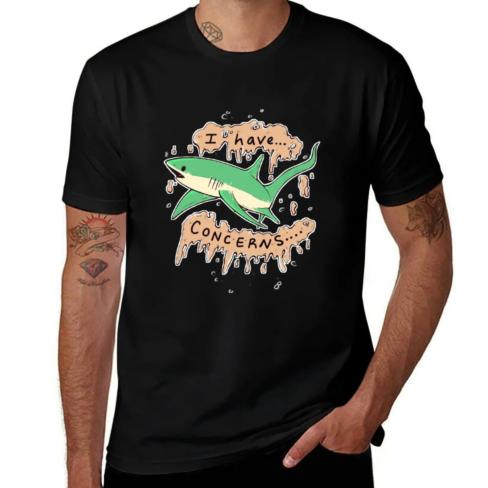 

Shark with Concerns T-Shirt kawaii clothes custom shirt quick-drying t shirt for men