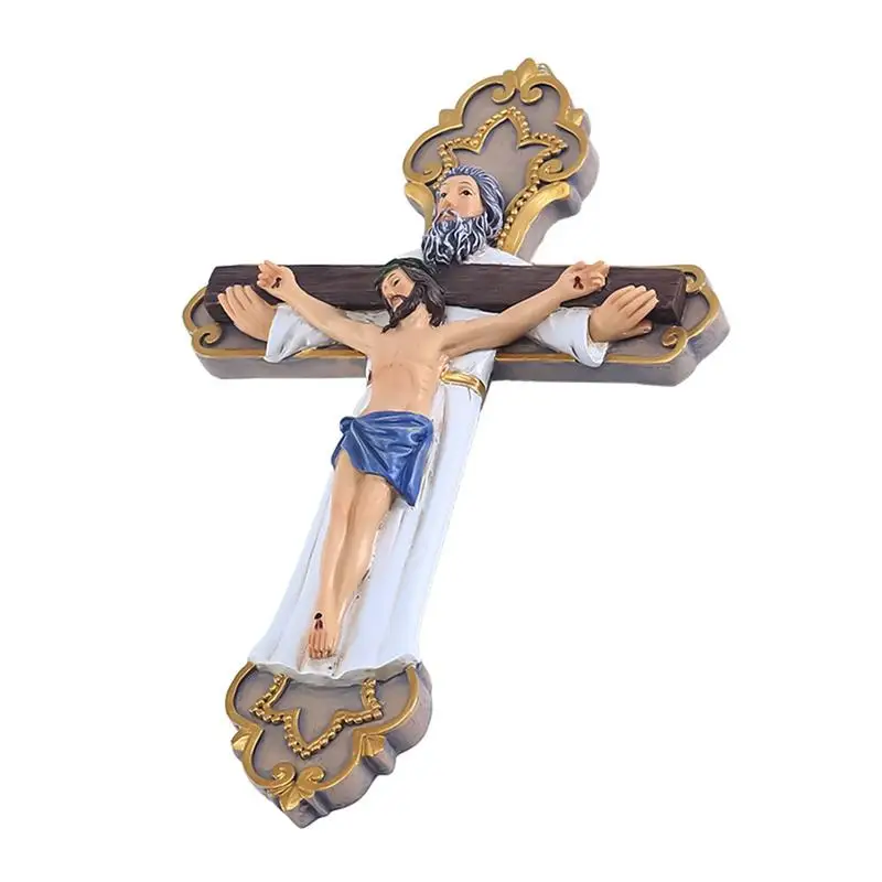 Resin Jesus Crosses Statues Wall Crosses Resin Wall Art Exquisite Resin Jesus Wall Decor For Family Friends Colleagues