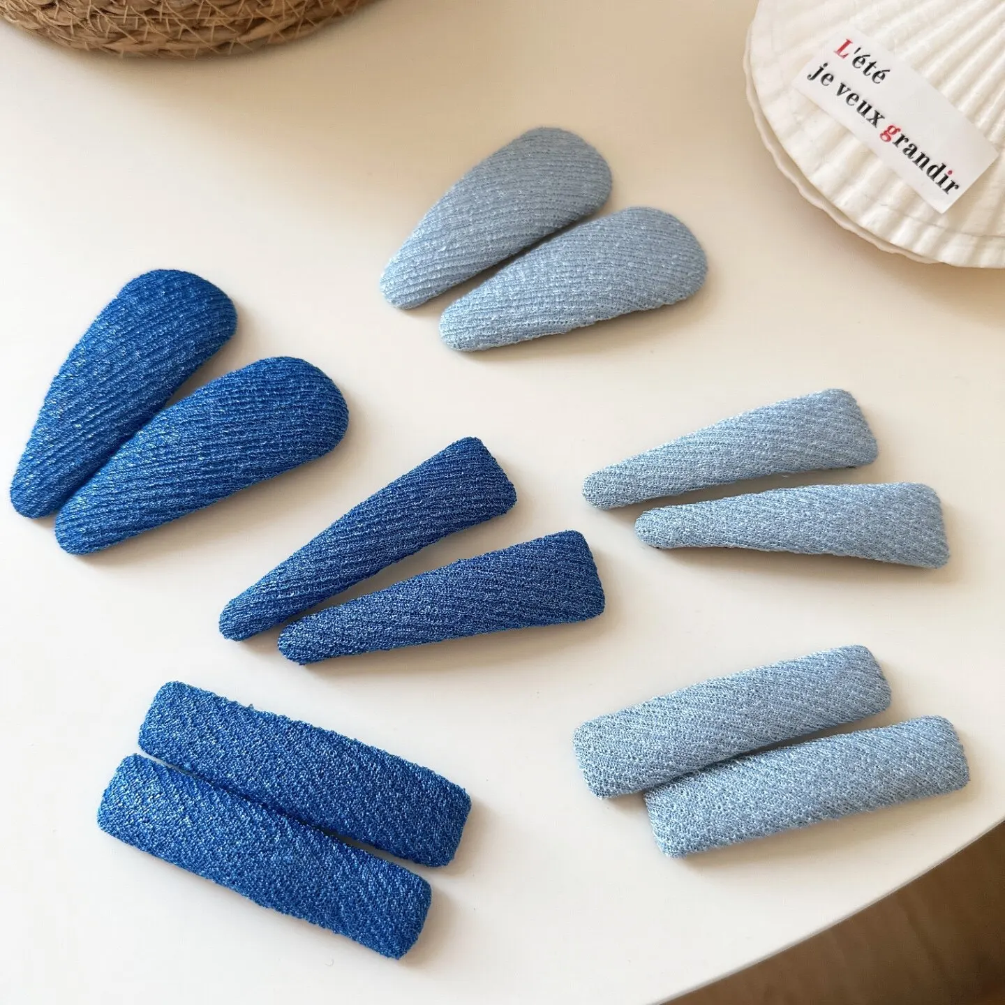 

Blue Handmade Fabric BB Hair Clip for Bangs Flyaway Frayed Edge Korean Fresh Style Lightweight Daily Wear Hair Accessories