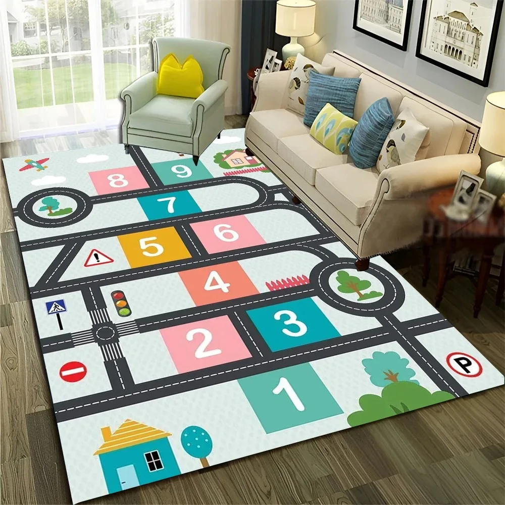 Road Map Pattern Rug City Traffic Design Carpet Creative Driving Theme Home Decor Floor Covering Room Decoration Modern Style