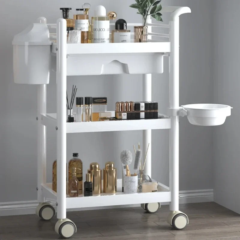 

Simple Wrought Iron Salon Trolley Multi-Layer Rack for Modern Salon Creative Household Beauty Cart with Wheels