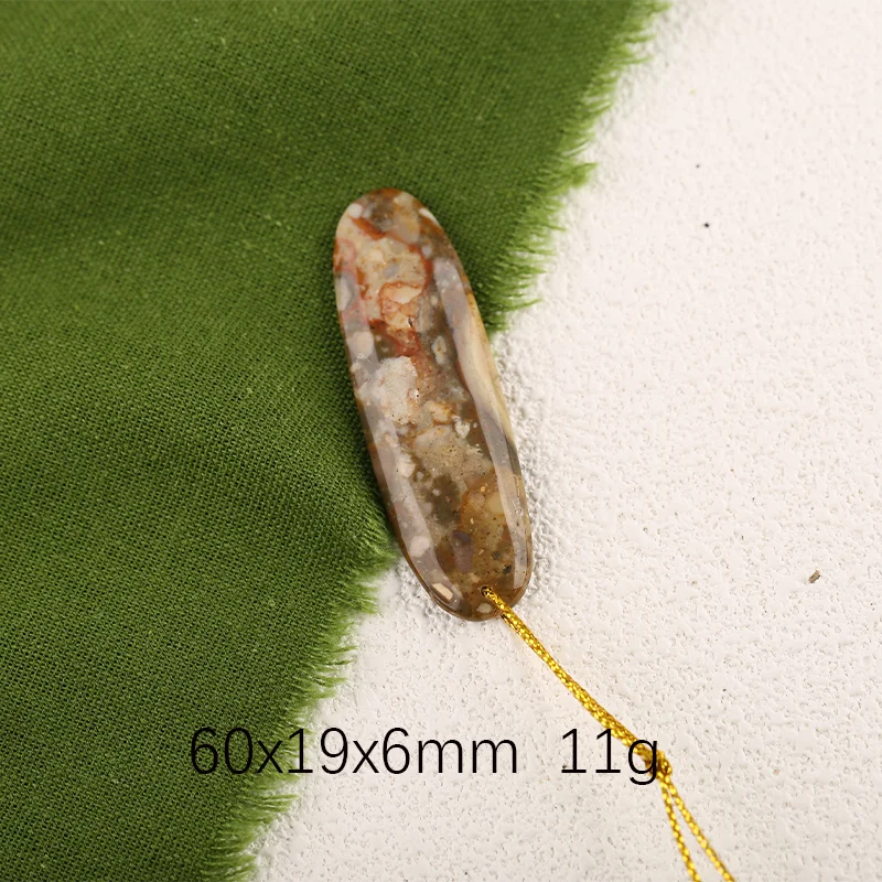 Multi-Color Mushroom Jasper Carving Pendant for Necklace Stone Fashion Natural Jewelry 60x19x6mm 11g