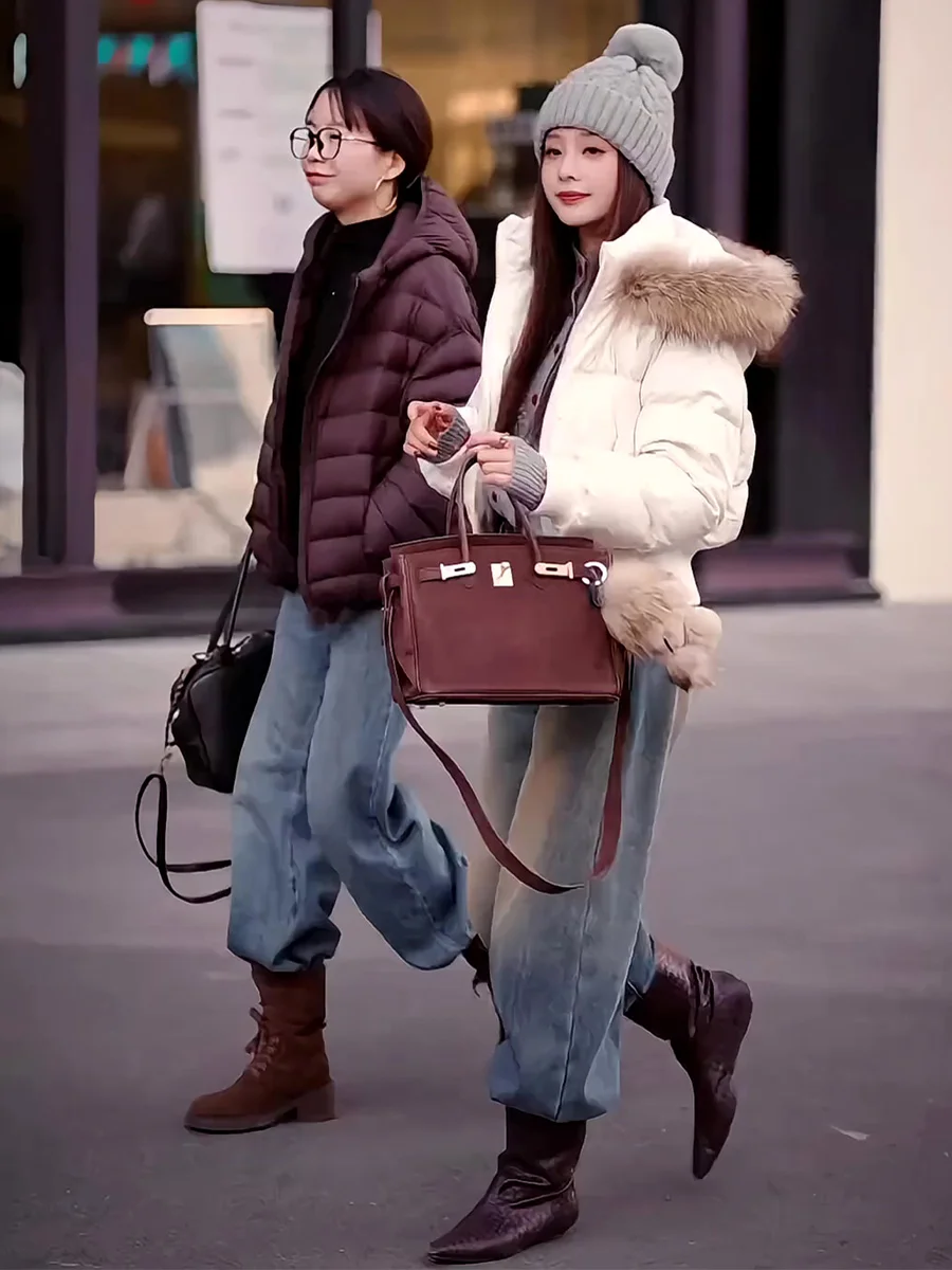 

Корейская короткая белая пуховая куртка для женщин, зимняя, маленького размера, универсальная, с капюшоном и большим меховым воротником, теплая верхняя одежда