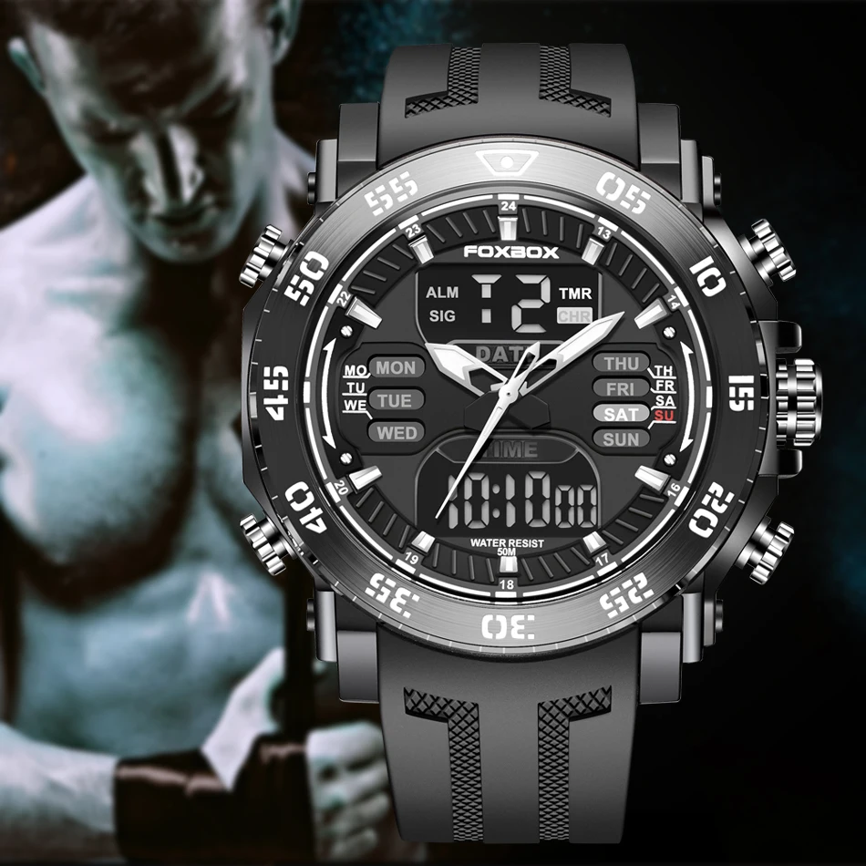 2026 LIGE New Sport Mens Watches Foxbox Top Brand Luxury Quartz Watch For Men Military Waterproof Digital Clock Male Wristwatch