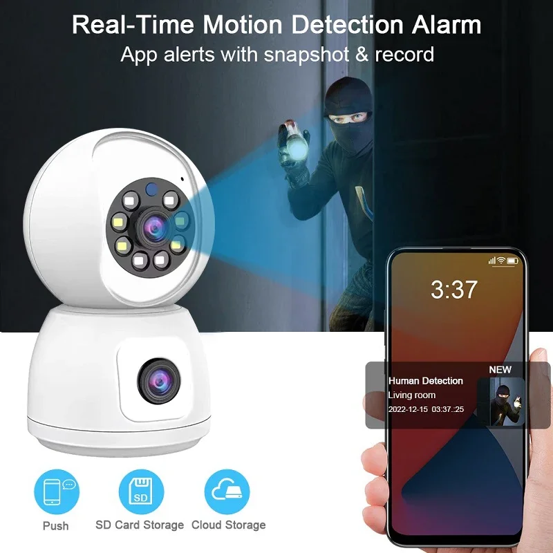 Imagem -05 - Câmeras de Vigilância por Vídeo de Segurança sem Fio Indoor Lente Dupla Wifi Tuya Smart Ptz 4k hd Tela Dupla ai Auto Tracking 8mp