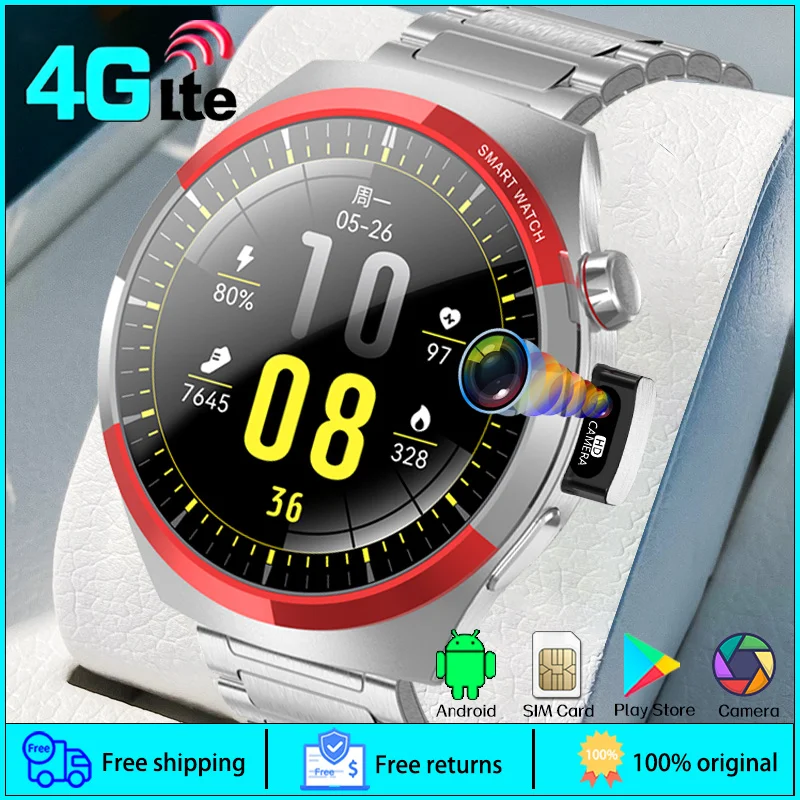 SmartWatch ซิมการ์ดเครือข่าย 4G ขนาด 1.2 นิ้ว, Smart Watch 2024, กล้องคู่, GPS, Wifi, ร้านค้าแอพ, ระบบปฏิบัติการ Android, สมาร์ทวอทช์ผู้ชายผู้หญิง