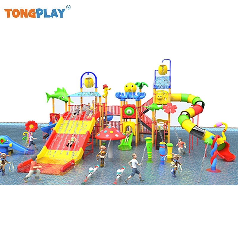 Water Amusement Park Play Toys Aqua Park Splash Game Equipment Water Slide with Tipping Buckets for Sale