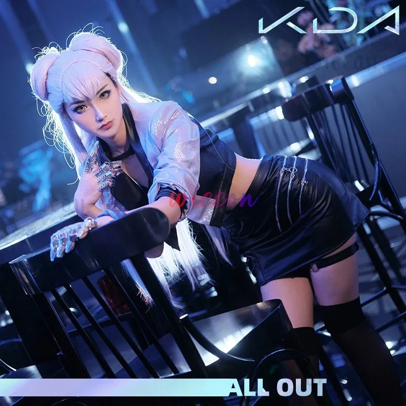 2025 22 게임 LOL S10 코스프레 여성 섹시 KDA 올아웃 이블린 의상 할로윈 브라 스커트 풀세트