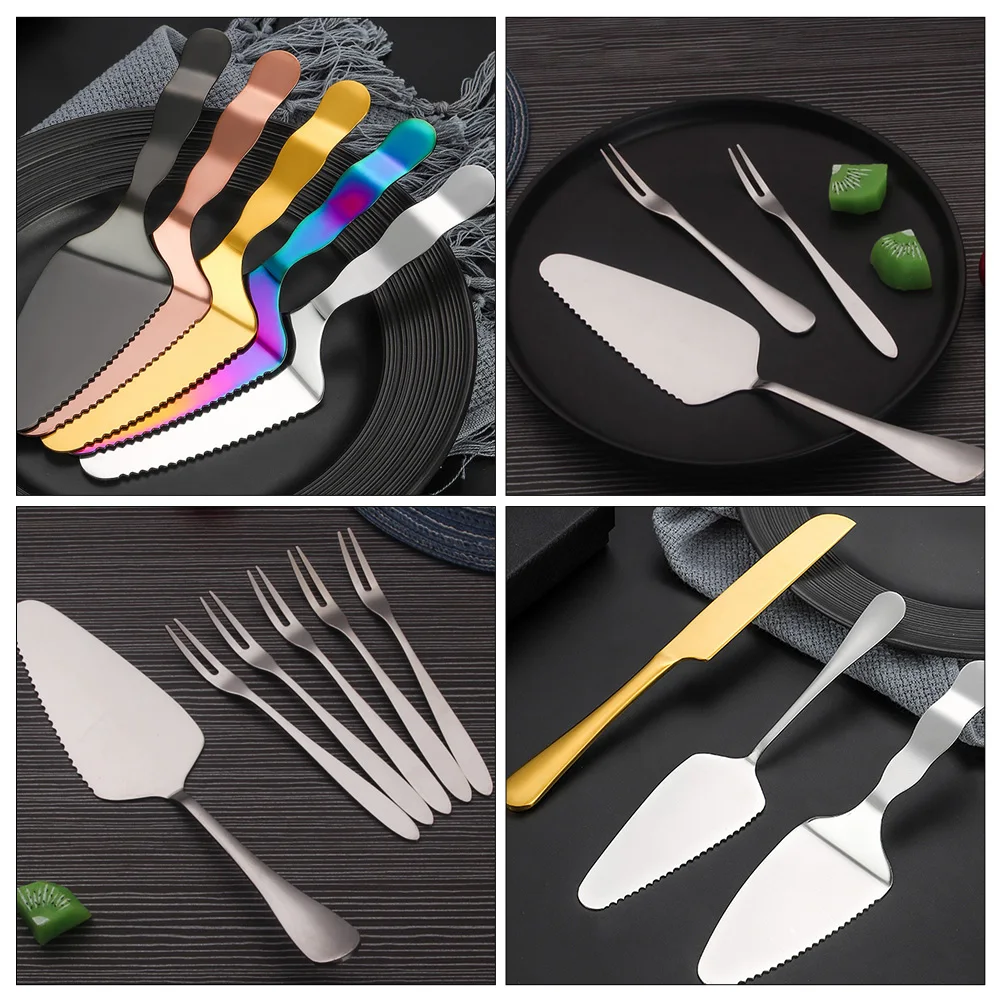

1 set Stainless Steel Cake Knife Set Baking Tools Dessert Server Mousse Cutting Tool Kitchen Utensils Wedding Party Banquet Cake