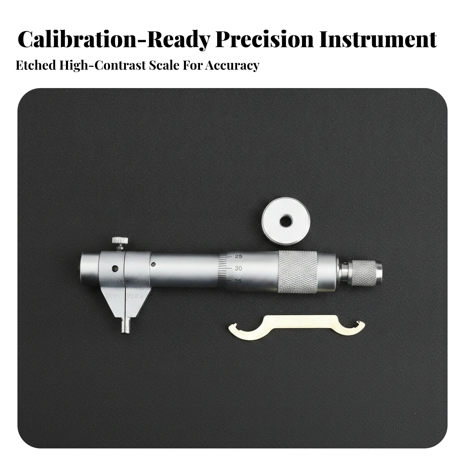Laser-Engraved Internal Micrometer Sturdy HUOTO Stainless Steel Internal Micrometer Measuring Tool Corrosion Resistant Hardened