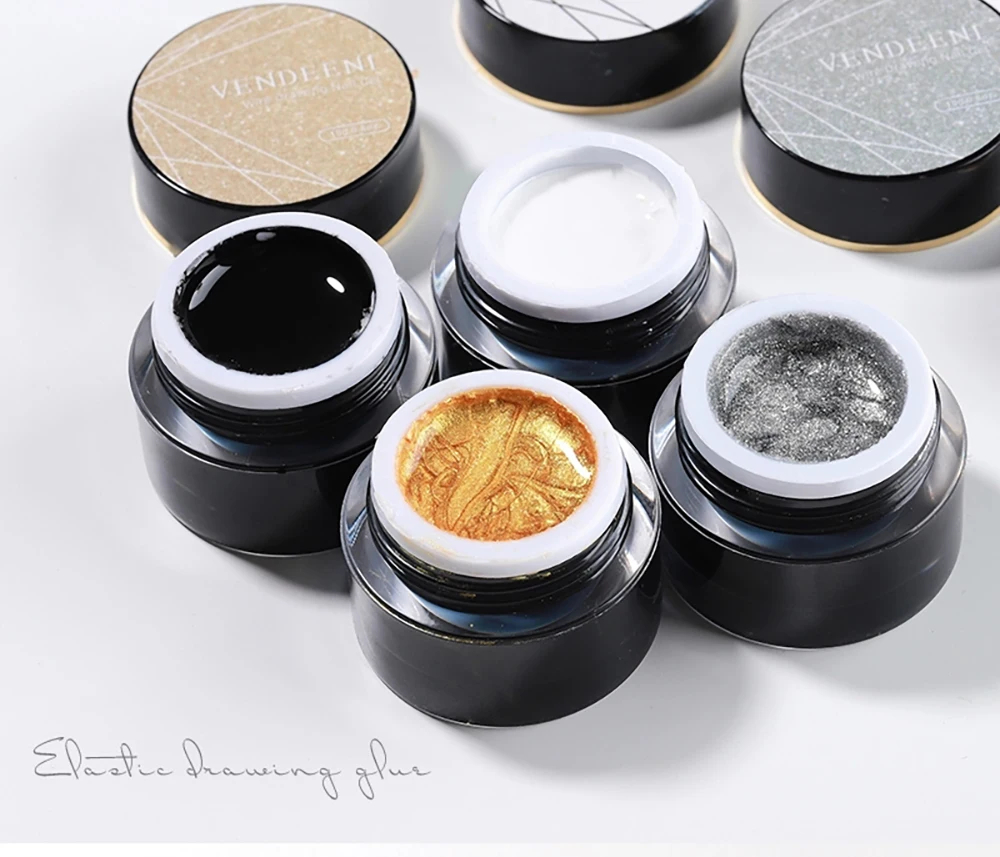 Vendeeni 4 Farben/Set Spider Line Gel Nagellack TPO HEMA FREI Malerei Liner UV Soak Off Gel Lack Elastisches Drahtziehgel – Detail 9