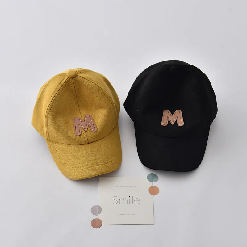 Spring Summer Children Baseball Cap Suede M Letter Baby Hat Outdoor Casual Boys Girls Kids Adjustable Sun Visor Caps