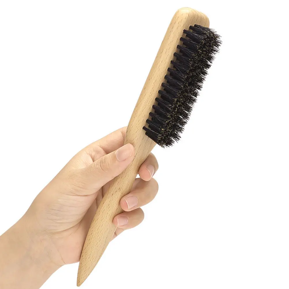 Men Beard Brush Soft Bristles Wooden Handle Pocket Size Grooming Styling Travel Comb Khaki