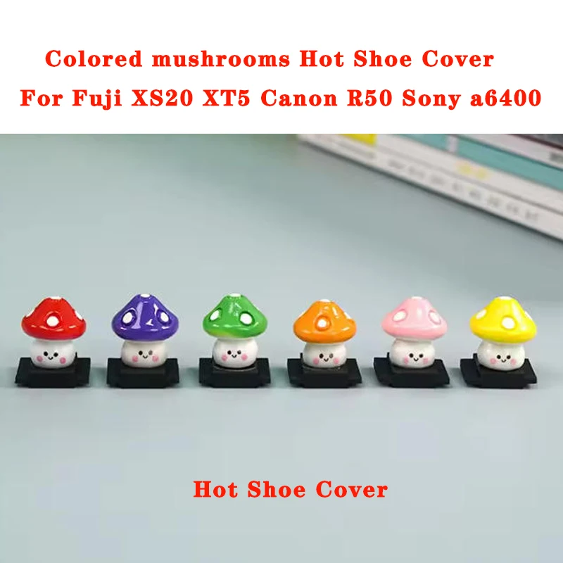 Colored mushrooms Hot Shoe Cover For Fuji XS20 XT5 Canon R50 Sony a6400 Flash Dust-proof Cover Camera Universal Accessories