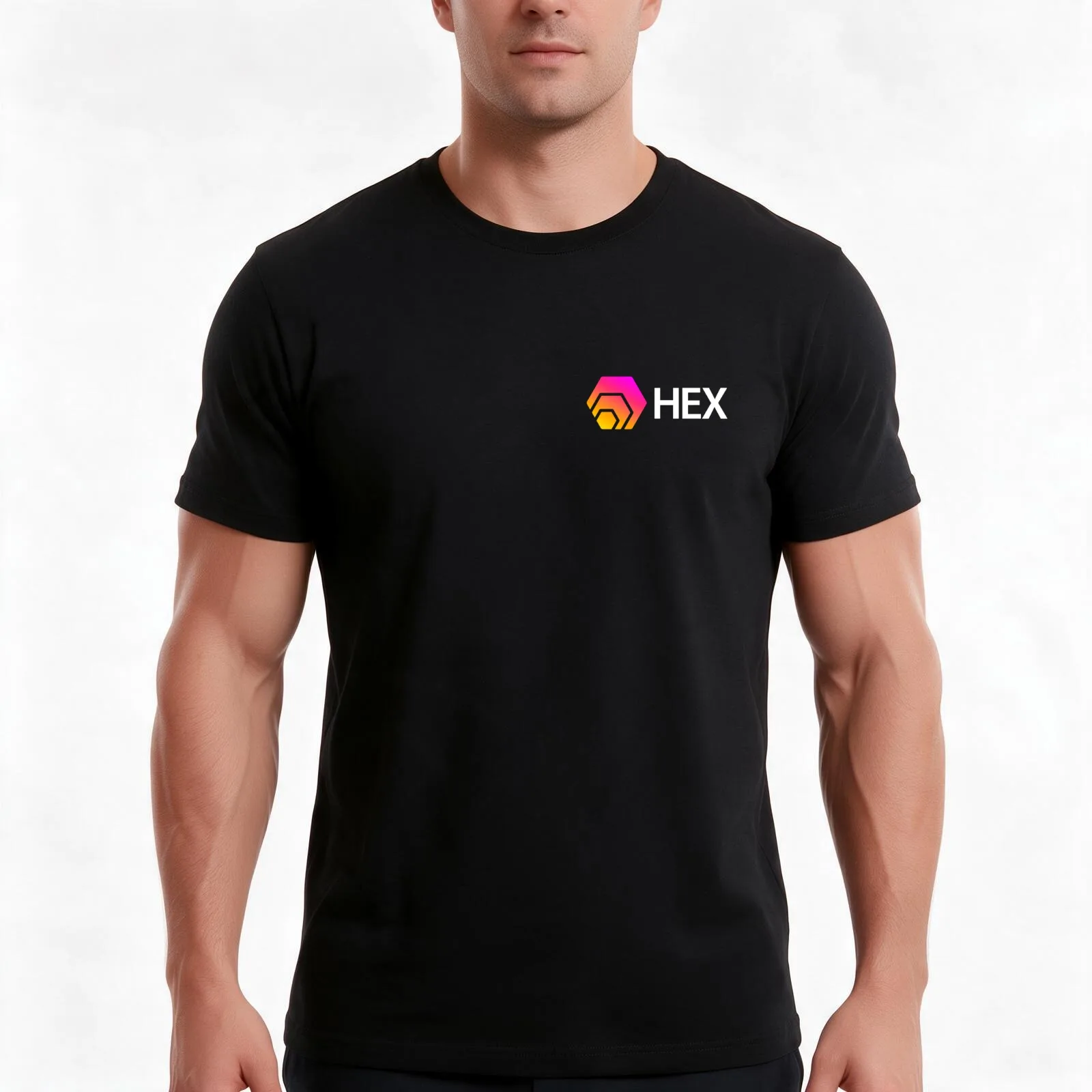 HEX Crypto Hexagon Logo T-Shirt Summer Casual Cotton Tee Oversized Streetwear Tops Vintage Graphic Print Unisex Men Women