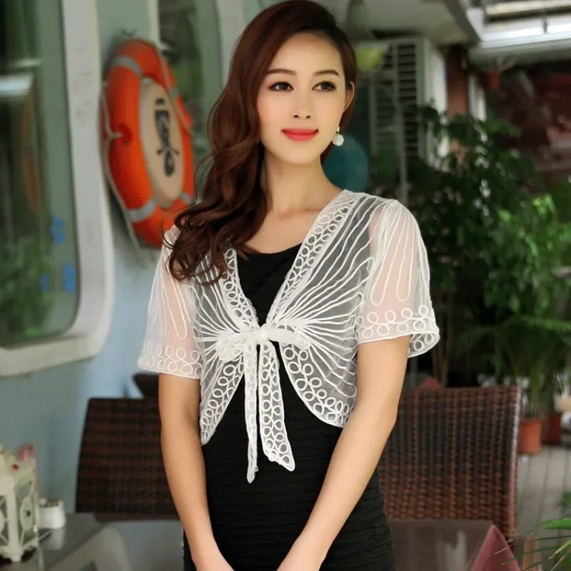 Summer Fashion New Short Sleeve V-Neck Women Shirt Mesh Yarn Shirt Blouse Women Tops Blusas Mujer De Moda 2024 Verano Blusa J150