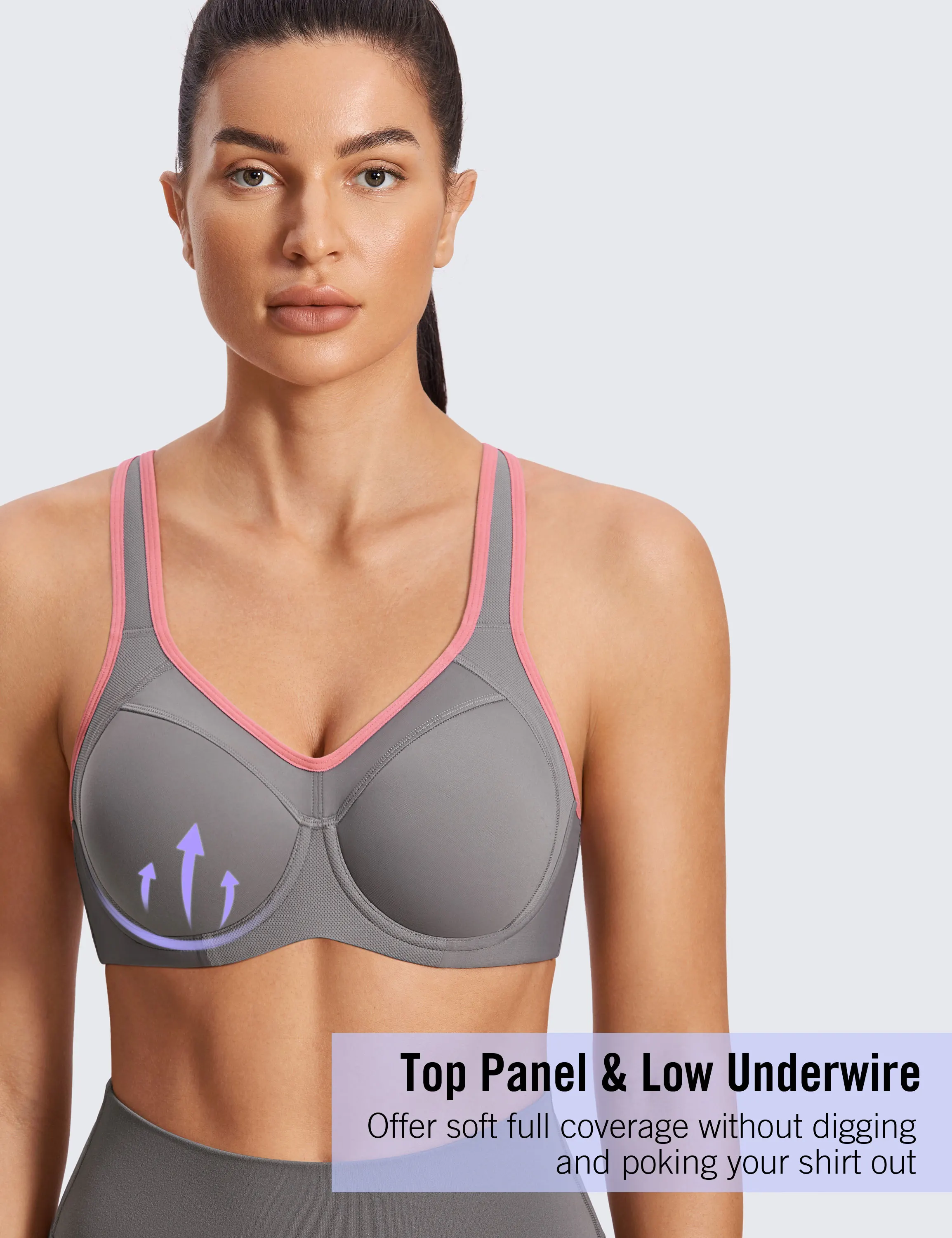 SYROKAN Sports Bra Women Push Up Full Support High Impact Racerback Lightly Lined Underwire 2024 New Undrwear Bras Shockproof