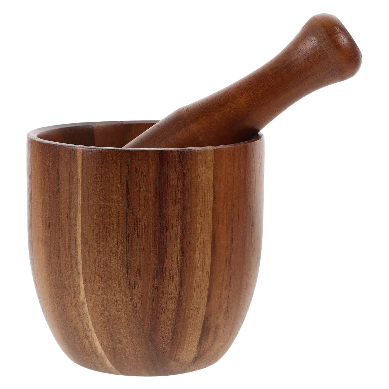 

1Set Wooden Mortar Pestle Set Garlic Pepper Crusher Acacia Wood Mashing Tool Compact Design Garlic Grinder Bowl