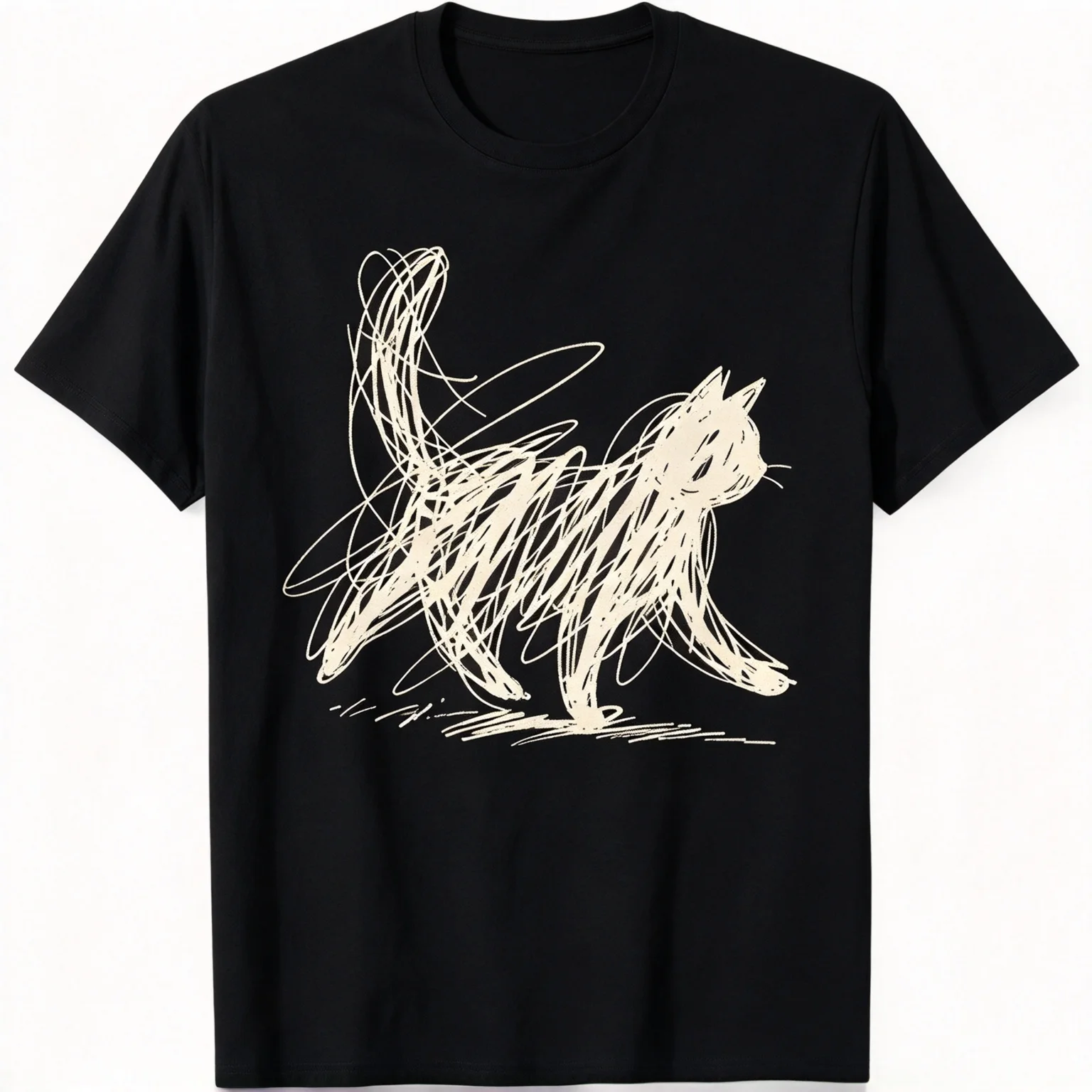 Trendy Streetwear Minimalist Cat Art T Shirt Women's Men Cotton Tee Casual Summer Oversized Humor Short Sleeve Cats