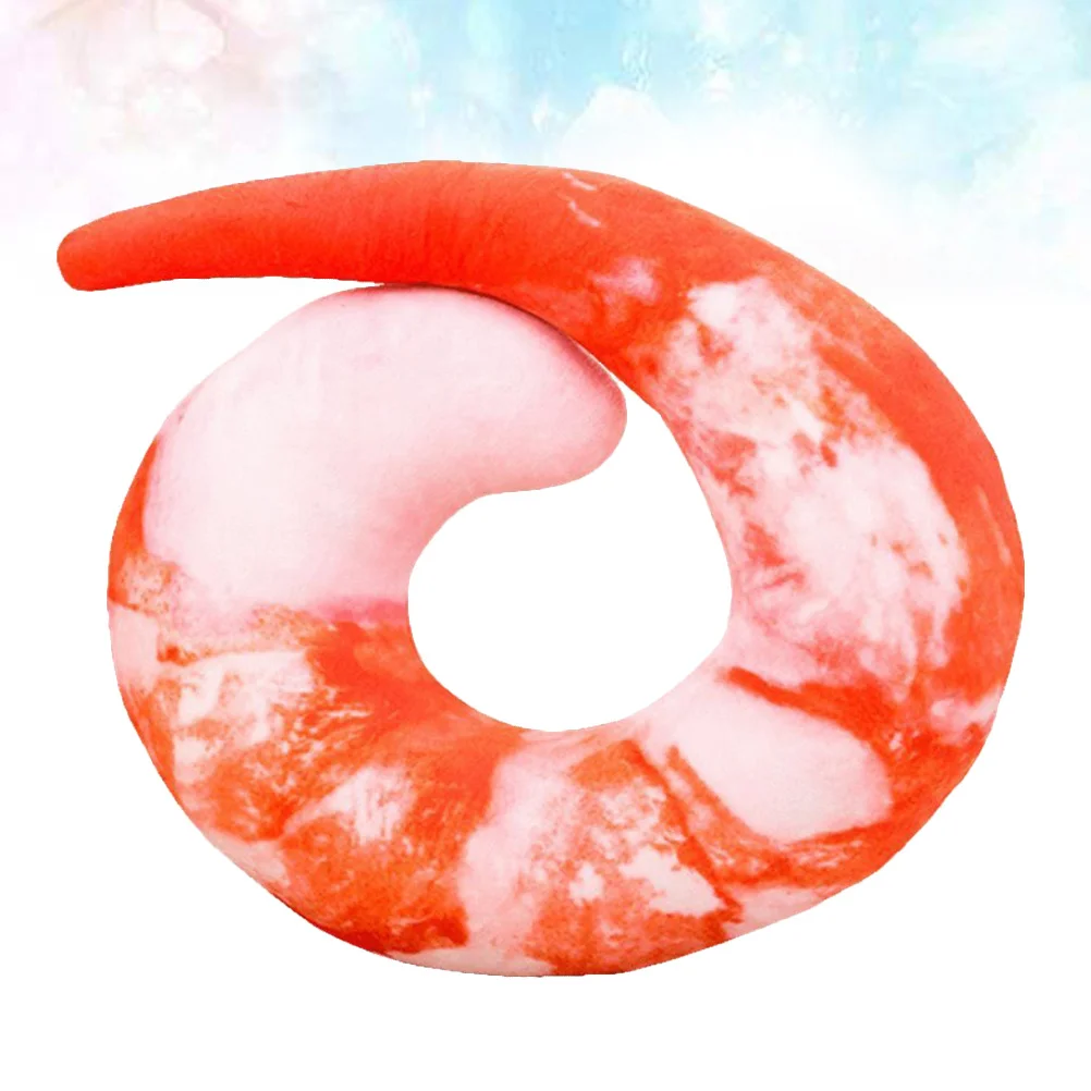 

30Cm Shrimp U Shape Neck Pillow Cotton Filled Cervical Support Travel Home Office Car Computer Driving Camping Cushion