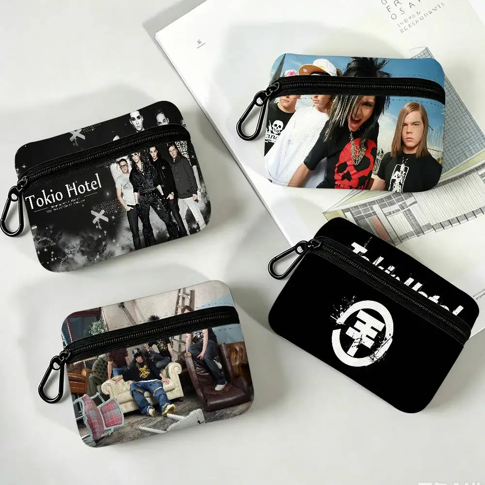 Band Tom Bill Kaulitz Tokio Hotel White Oxford Cloth Zipper Coin Purse Lightweight Hanging Key Pouch Card Holder For Daily Use