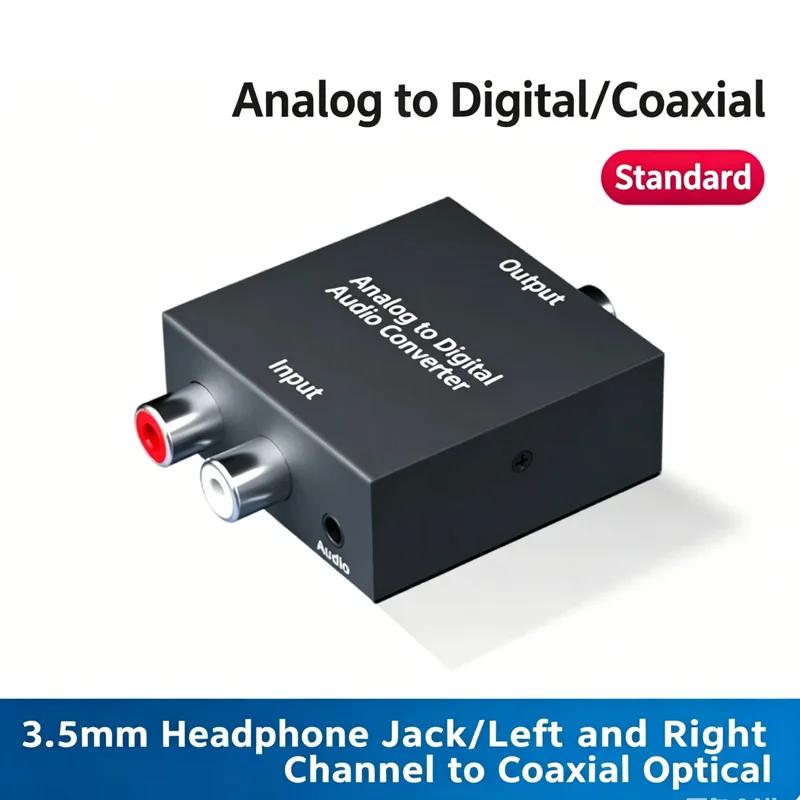 3.5mm AUX Lotus Head to Coaxial Optical Fiber Analog to Digital Audio Converter TV to Soundbar Amplifier Converter