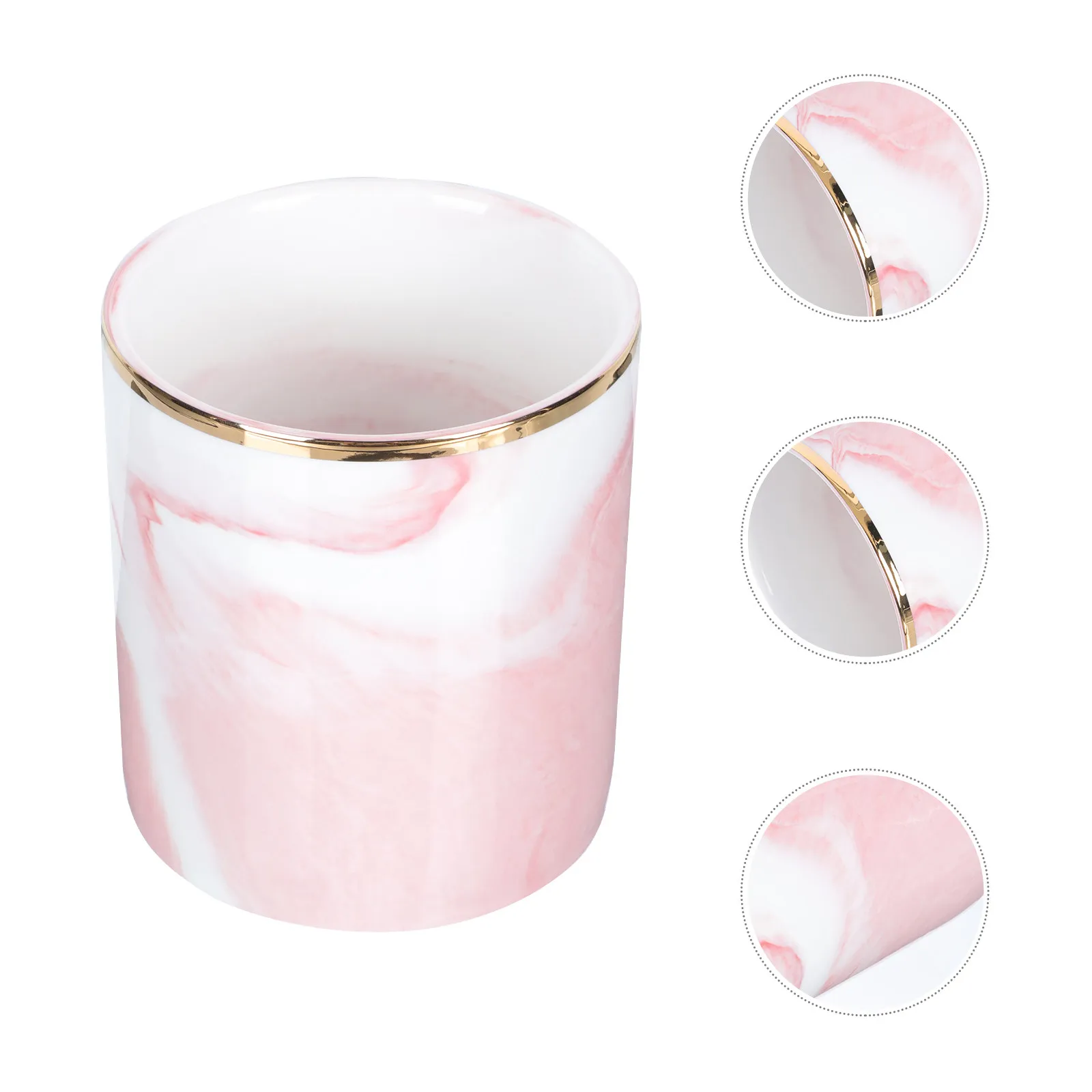 1Pcs Creative Ceramic Makeup Brush Holder Storage Organizer Pen Holder Rust Resistant Pink Desk Organizer