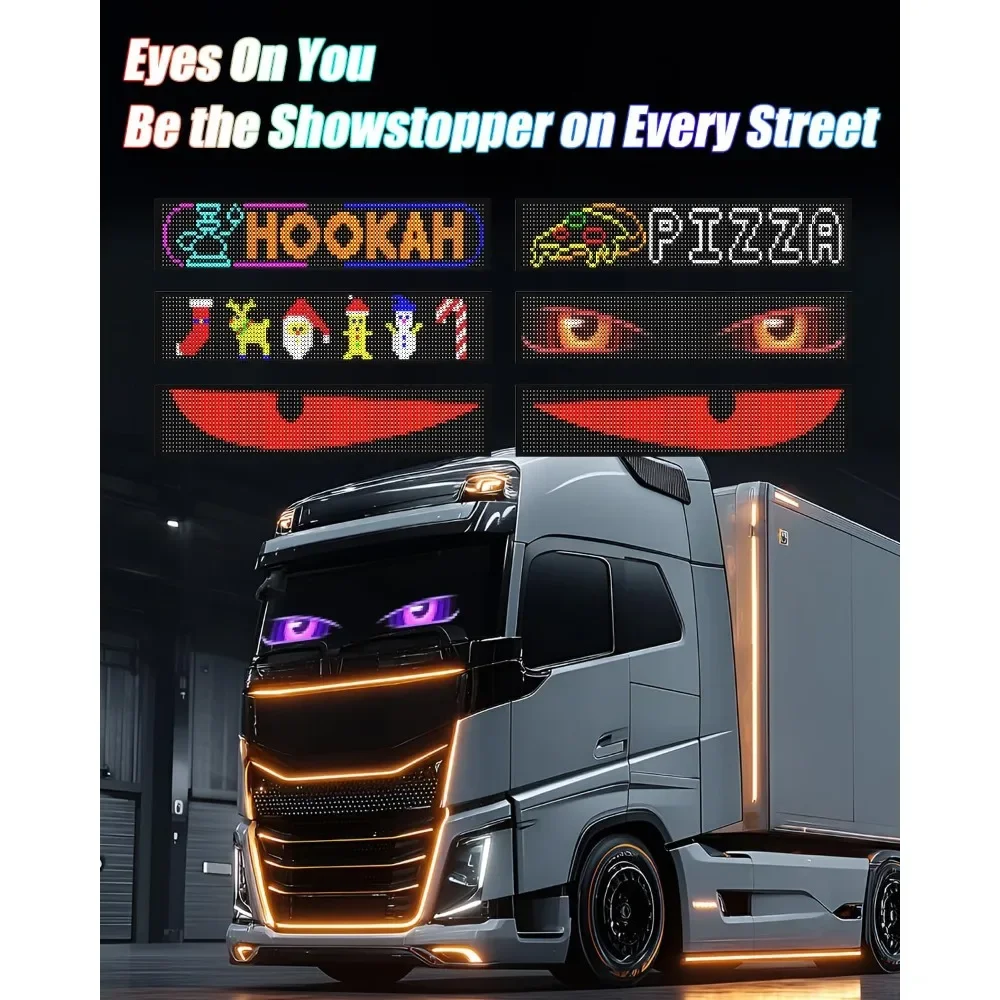 Devil Eyes Light for Windshield LED Eyes Sign APP Remote Control USB 5V Programmable Digital Lighting Display for Car SUV Trucks
